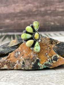 Handmade Palomino Turquoise <b>Adjustable</b> <b>Ring</b> Sterling Silver Southwestern Boho Statement Jewelry Artisan Gemstone Gift for Her - Product Image 1