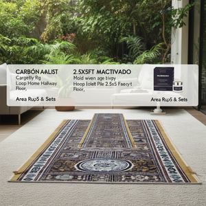 Alfombra Moderna Minimalista de Poliéster Tejida a Mano de 2.5x5 Pies, con Diseño de Medallón, Base de Goma, Suave, Duradera y Lavable - Product Image 3