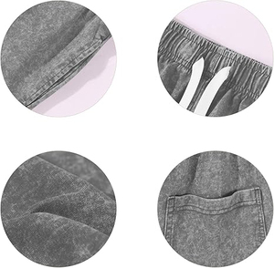 Shorts en toile délavée écologiques pour hommes, style rétro, en coton, coupe confortable, respirant, séchage rapide, streetwear décontracté - Product Image 6