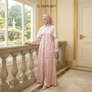 Shouqin Alayla - Elegante Vestido Largo Musulmán de Satén de Seda con Botones Delanteros para Mujer, Manga Larga, Abaya Modesta, Tallas Grandes XS-XXL - Product Image 1