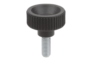 สกรูเกลียวปล่อย K1473 ขนาดเส้นผ่านศูนย์กลาง M08x30, เส้นผ่านศูนย์กลางหัวสกรู D1=32, ความยาว H=22, วัสดุเทอร์โมพลาสติก สีดำเทา RAL7021, วัสดุประกอบ: สแตนเลส BR ขัดเงา - Product Image 3