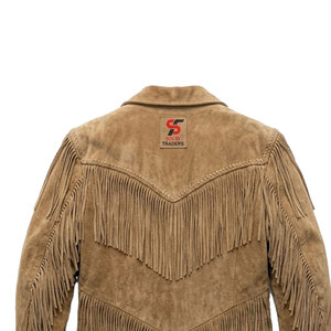 Solid Trader Soft Suede Fringe <b>Leather</b> <b>Jacket</b> Western Cowboy Tassel Style Durable Stitching High End Fashion Wear - Product Image 3