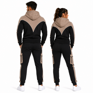 Unisex Full Zip Hoodies Jogger Sets Color Block <b>Athletic</b> Tracksuit Custom Teamwear Activewear Clothing Manufacturer - Product Image 5
