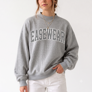 Wholesale Premium Custom Women Mock Neck Oversized Sweatshirt Gingham Print Logo 100% Cotton Heavyweight Casual Apparel - Product Image 1