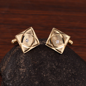 Rafay Gemstone Platinum Gold Tone Square Crystal Bezel Set Accent Cufflinks Geometric Engraved Groom Wedding Formal Shirt Luxury - Product Image 6