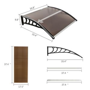 Tettoia Parasole 40"x40" per Porta Posteriore, Tenda da Patio in Policarbonato, Riparo per Finestre e Porte - Product Image 4