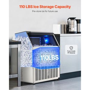 Attrezzatura di Refrigerazione per Cucine Commerciali, Macchina per il Ghiaccio 440lbs/24H, Capacità di Stoccaggio 130lbs, LED, 160 Cubetti di Ghiaccio, 15 Minuti - Product Image 3
