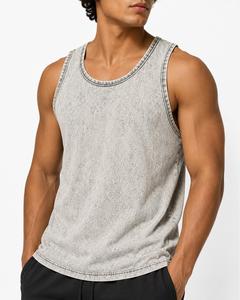 Débardeur pour homme à col rond sans manches, style vintage, couleur unie, tricoté, coupe décontractée, finition délavée, 100% coton, débardeurs pour homme - Product Image 6