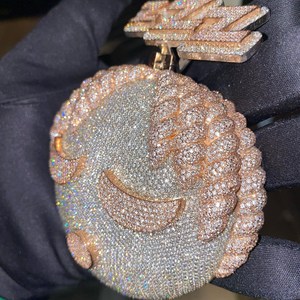 Trendy Iced Bling Bling VVS Moissanite Cute Face Cartoon 925 Silver IGI Certified High Quality Hip Hop 3D Claw Setting Pendant - Product Image 5