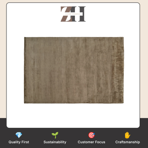 Tapis tissé main taupe chaud, tapis d'appoint gris brun de qualité supérieure, tapis fait main texturé uni - Product Image 6