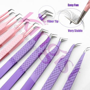 Fine Quality Custom Color Good Material Beauty <b>Tools</b> Kit Eyelash Tweezers In Low Price Eyelash Tweezers Set - Product Image 5