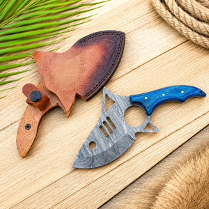 Couteau Skinner en Acier Damas Fait Main Personnalisé avec Anneau de Doigt, Lame Fixe Full Tang, pour Camping et Survie, Vente en Gros OEM ODM - Product Image 6