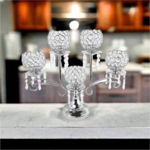 Elegante Candelabro de Cristal Color Oro Rosa, Centro de Mesa Moderno con 5 Luces, Candelabro Floral para Mesas de Boda, Decoración de Recepciones y Eventos - Product Image 6