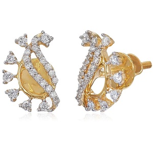 Boucles d'oreilles en or jaune 18 carats avec diamants en forme de larme, diamants ronds cultivés en laboratoire, bijoux élégants et raffinés pour femmes - Product Image 1