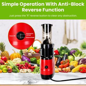 Estrattore di Succo Elettrico a Masticazione Lenta da 300W, Spremitura a Freddo per Frutta e Verdura Intera, Funzione Inversa con 2 Contenitori - Product Image 6