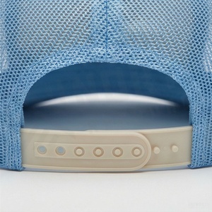 Light Blue Mesh Trucker Cap 6-Panel Adjustable <b>Flat</b> Brim Unisex Casual <b>Hat</b> Spring Summer Wear - Product Image 6