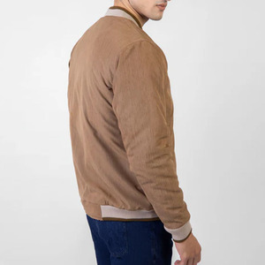 เสื้อแจ็คเก็ตบอมเบอร์ผ้าลูกฟูกสีน้ำตาลสำหรับผู้ชาย แบบซิป ปิดได้ ใส่สบายๆ ในฤดูใบไม้ร่วง ทรงปกติ สีพื้น ผ้าผสมฝ้ายและโพลีเอสเตอร์ - Product Image 5