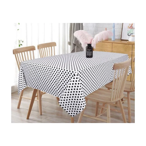 Elegant Black White Polka Dot Cotton Round Tablecloth 140X140Cm 200 GSM With Ruffled Edge For Hotel Dining And Bulk Orders - Product Image 4