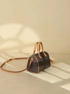 Sac à main classique Boston en cuir véritable durable à motif litchi, fermeture éclair, bandoulière, poignée, fait main, pour femme, usage quotidien - Product Image 2