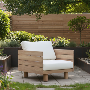 Modern Hotel Outdoor Teak <b>Sofa</b> with Weather Resistant Quick-Dry Cushion for Courtyard & Living Room Use - Product Image 2