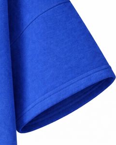 Haut à capuche bleu à manches courtes pour homme, pull décontracté, t-shirt léger d'été, streetwear, en mélange de coton avec poche kangourou - Product Image 6