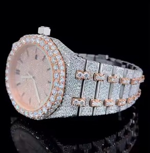 Montre unisexe de luxe avec cadran carré en diamant Moissanite VVS, mouvement ETA, entièrement sertie de pierres, bracelet en acier inoxydable, design Hip Hop - Product Image 5