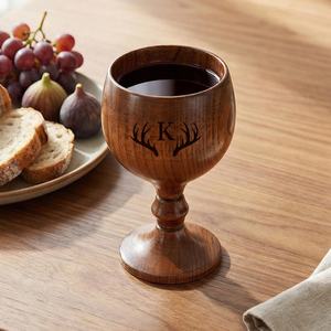 Tasse à thé ronde en bois entièrement personnalisée sans anse, gobelet avec gravure monogramme, design rétro durable, concept de tasse à thé par UO - Product Image 2