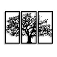 Dekorasi Dinding Kreatif Black Leaf, Seni Dinding Logam, Set Dekorasi Rumah 3 Buah, Hiasan Gantung untuk Ruang Tamu, Kantor, Kamar Tidur, Hotel