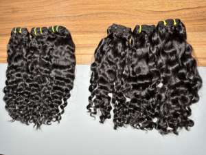 Extensiones de Cabello Remy Natural Rizado Indio Crudo, Textura Suave, Doble Trama, Cabello de Templo Sin Procesar, Mechones Dobles Cosidos a Máquina - Product Image 4