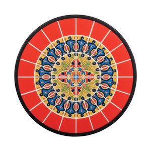 Tavolo in Vetro e Plastica con Mosaico Mandala Rosso Bruciato Fisso 35*35*52cm - Product Image 2