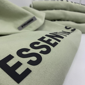 High Quality 3d Silicone Printing Custom logo Fleece Fabric Sage Green Sweatsuits Unisex <b>Sets</b> Hoodie - Product Image 6