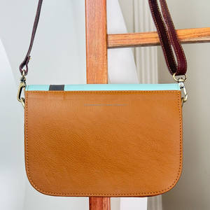 New Color Block Recycled <b>Leather</b> Crossbody <b>Bag</b> Retro Style <b>Shoulder</b> Purse with Buckle Colorful <b>Leather</b> <b>Small</b> Handbag for Women - Product Image 5