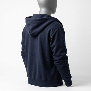 Sudadera con capucha premium para hombre, azul marino, con cremallera completa, forro polar cálido, lisa, con bolsillos frontales, cuello con cordón, estilo athleisure. - Product Image 4