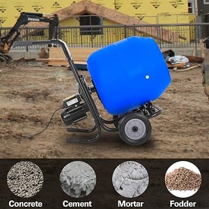 Electric Cement Mixer, Poly Drum Concrete Mixer Heavy Duty, Portable <b>Power</b> Cement Mixing <b>Tools</b> for Stucco, Mortar, Fodder - Product Image 2