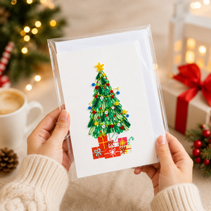 Carte de vœux personnalisée en quilling motif sapin de Noël, papeterie de Noël en gros, carte de vœux faite à la main, fabricant OEM/ODM - Product Image 6
