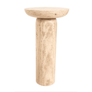 Travertine Coffee <b>Table</b> <b>Round</b> Pedestal <b>Side</b> <b>Table</b> Natural Stone Accent <b>Table</b> for Living Room - Product Image 1