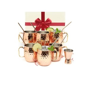 Ensemble de 4 mugs Moscow Mule, motif pierre électroplaqué, revêtement en acier inoxydable 304, parfait pour le vin et la bière - Product Image 1
