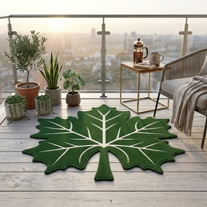 Alfombra con Forma de Hoja, Alfombra Verde para Piso, Alfombra Decorativa Moderna para Sala de Estar, Dormitorio, Cuarto de Niños - Product Image 6