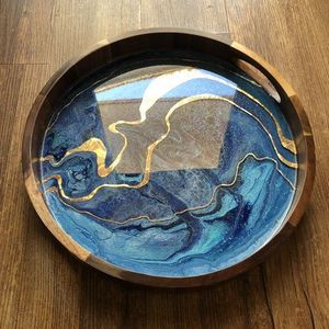 Handmade Wooden Enamel Coated NEHA ENTERPRISES NE-165 Modern Dishwasher Safe Snack <b>Platter</b> Dessert Serving Board Fruit Display - Product Image 3