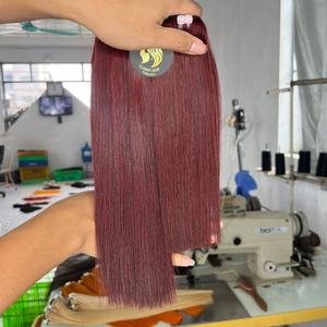 Extensions de cheveux humains bruts personnalisées CDYHAIRVN, couleur bordeaux, lisses naturelles, double épaisseur, tissage à la main, luxe, provenant d'un seul donneur - Product Image 2