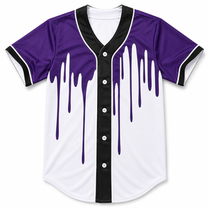 Camiseta de Béisbol con Estampado de Goteo Arcoíris, Unisex, Manga Corta, Cuello Alto, Cierre de Botones, 100% Poliéster, Ropa Deportiva para Adultos, Todas las Temporadas - Product Image 4