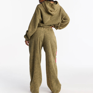 Premium Quality 100% Cotton Outdoor Wear Puff Printed Hoodie <b>Sweat</b> <b>Pant</b> Set Breathable Lightweight <b>Women</b> Tracksuit - Product Image 4