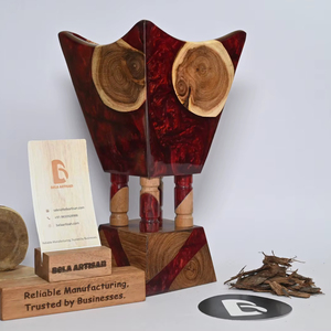 Brûleur à Bakhoor en bois et résine de luxe, rouge, bois naturel, brûleur à encens Oud, fait main, décoration arabe pour la maison - Product Image 1