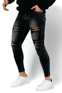 Pantalones Vaqueros de Mezclilla para Hombre, Estilo Casual de Negocios, Corte Recto y Ajustado, Color Azul Oscuro y Negro - Product Image 5