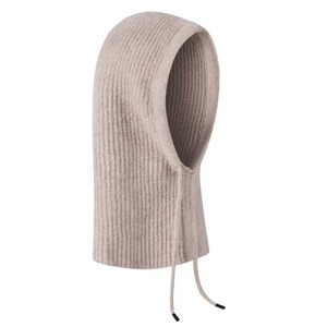 Cagoule côtelée beige avec cordon de serrage réglable, unisexe, pour adulte, couvre-tout le visage, 100 % acrylique - Product Image 1