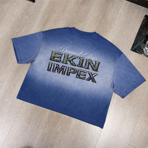 Camisetas Personalizadas para Hombre, 100% Algodón, 250 g/m², Corte Recto, con Pedrería, Lavado Ácido, Efecto Desteñido, Estampado Serigrafiado, Hombros Caídos, Corte Holgado - Product Image 3