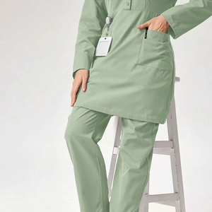 Short Sleeve Woven Spandex/Polyester Unisex Medical Designs Jogger <b>Plus</b> <b>Size</b> White Hospital Nursing <b>Scrubs</b> Tops Nurse Uniform - Product Image 3