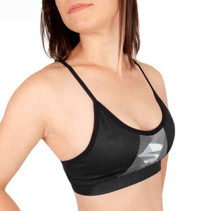 Soutien-gorge de sport noir uni pour femme, col halter, maintien élevé, extensible dans quatre directions, anti-UV, respirant, haute qualité - Product Image 2