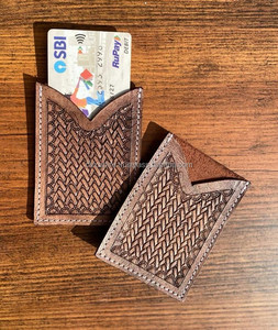 Porte-cartes en cuir véritable sculpté à la main, étui rectangulaire, porte-cartes de crédit, mignon, petit porte-cartes de mode occidentale - Product Image 2