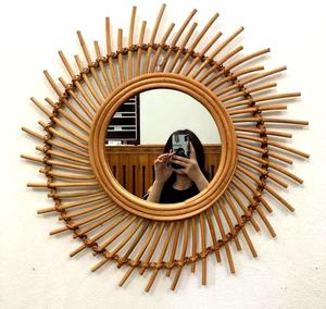 Elegant Vintage Art Deco <b>Wall</b> <b>Mirror</b> High Rattan Decorative Frame with <b>Hanging</b> Feature Exclusive Design for Home Decor - Product Image 2